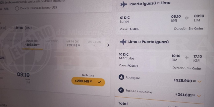 BUENA OPCIÓN. Desde el sábado está habilitada la compra de los tickets para volar desde Iguazú a Lima.