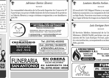 Fúnebres del Sábado 4 de Octubre de 2025