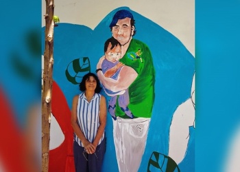 La artista Sandra Gularte inaugura un mural en la Residencia para Madres del Hospital Materno Neonatal