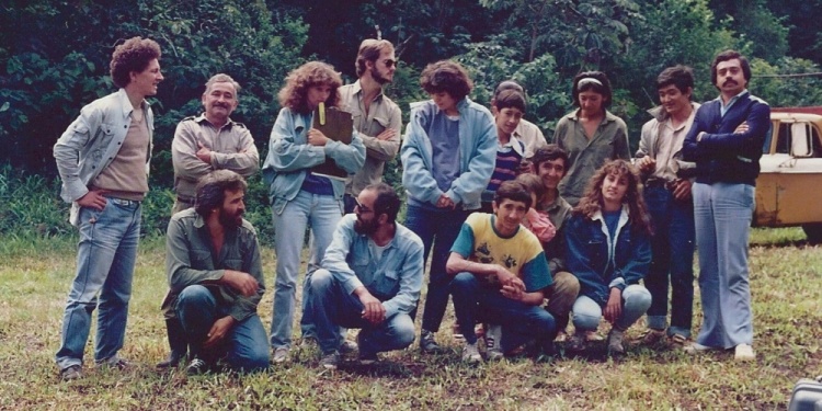 INICIOS. Primer equipo de producción audiovisual grabando ”Rapadureros del Cerro Santa Ana”, año 1987.