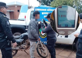 Detuvieron a motociclista en San Vicente: conducía con 1,81 g/L de alcohol en sangre