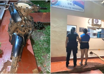 Una mujer amenazó de muerte a su pareja y destrozó su moto con una azada