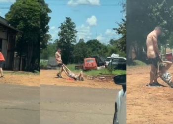 Iguazú: una pareja protagonizó una violenta pelea en la vía publica y frente a sus hijos