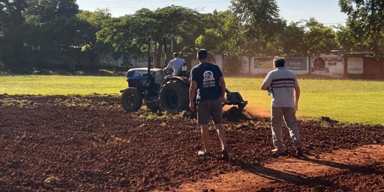 TRABAJOS. Tras remover la tierra, se realizará el nuevo sembrado de semillas.