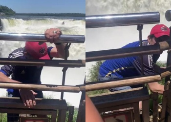 Video: un hombre arriesgó su vida para buscar un sombrero al borde la Garganta del Diablo