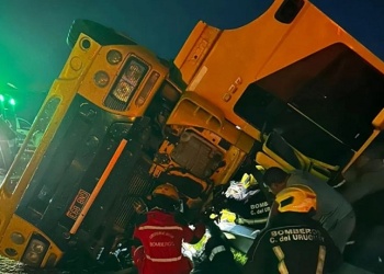 Entre Ríos: camionero misionero fue rescatado por los bomberos, tras volcar sobre la ruta Nacional 14