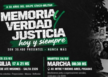 ATE Misiones convoca a vigilia y marcha por los 50 años del golpe de Estado