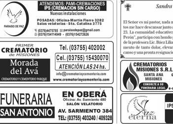 Fúnebres del jueves 26 de marzo de 2026