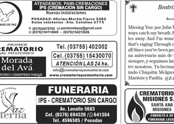 Fúnebres del miércoles 1 de abril de 2026