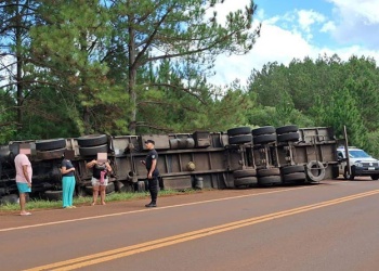 Un camión con carga de peras volcó sobre la ruta nacional 14