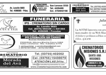 Fúnebres del jueves 30 de abril de 2026