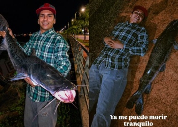Posadas: sacó un Surubí de gran porte desde la Costanera y lo mostró en redes