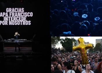 El cura DJ Guilherme copó la Plaza de Mayo con un homenaje inédito al Papa Francisco