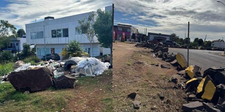EN SEIS CAMINOS SECUNDARIOS. Las fuerzas de seguridad brasileñas, que resguardan la frontera ,en el límite con Bernardo de Irigoyen, levantaron la hilera de rocas hace algunas semanas.