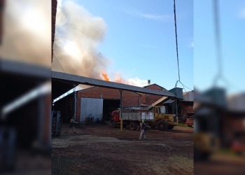 Incendio en secadero de yerba en Jardín América: controlaron el fuego y evitaron daños mayores