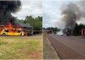 Voraz incendio consumió un colectivo de larga distancia sobre la Ruta 103