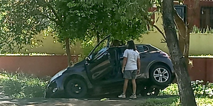 IMPOTENCIA. El auto quedó “colgado” y el radiador muy dañado.