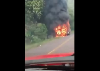 Se incendió un colectivo sobre la ruta 17 y evacuaron a 35 pasajeros
