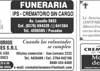 Fúnebres del miércoles 20 de mayo de 2026