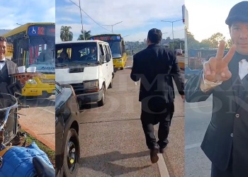 El “mozo” que se volvió viral: es posadeño, vende café en la ruta 12 vestido de traje