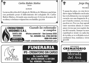 Fúnebres del domingo 28 de junio de 2026