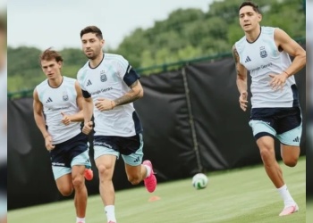 Montiel, Molina y Nico Paz entrenaron por primera vez a la par en la selección Argentina