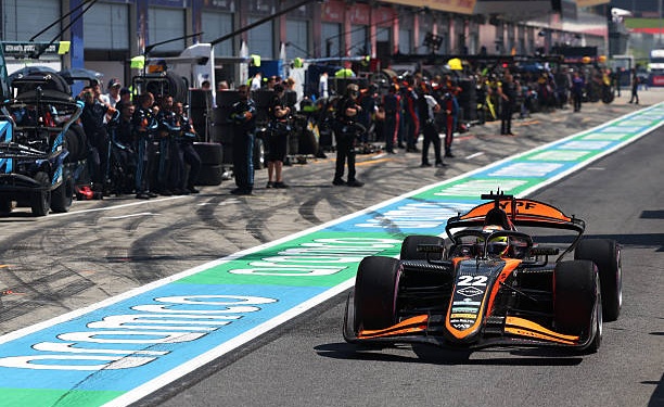 SPIELBERG, AUSTRIA - JUNE 28: Nico Varrone of Argentina and Van Amersfoort Racing (22) in the Pitlane during the Round 6 Spielberg Feature race of the Formula 2 Championship at Red Bull Ring on June 28, 2026 in Spielberg, Austria. (Photo by Dom Gibbons - Formula 1/Formula 1 via Getty Images)