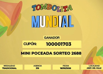 Un apostador de Aristóbulo del Valle ganó el último kit de la Tombolita Mundial