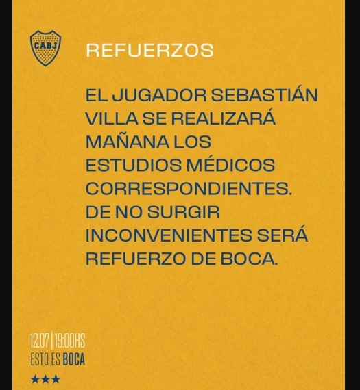 Sebastián Villa cada vez más cerca de Boca