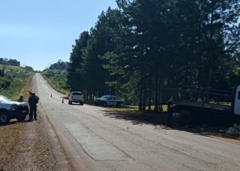 Volcó un camión sobre la Ruta Provincial 13 en San Vicente