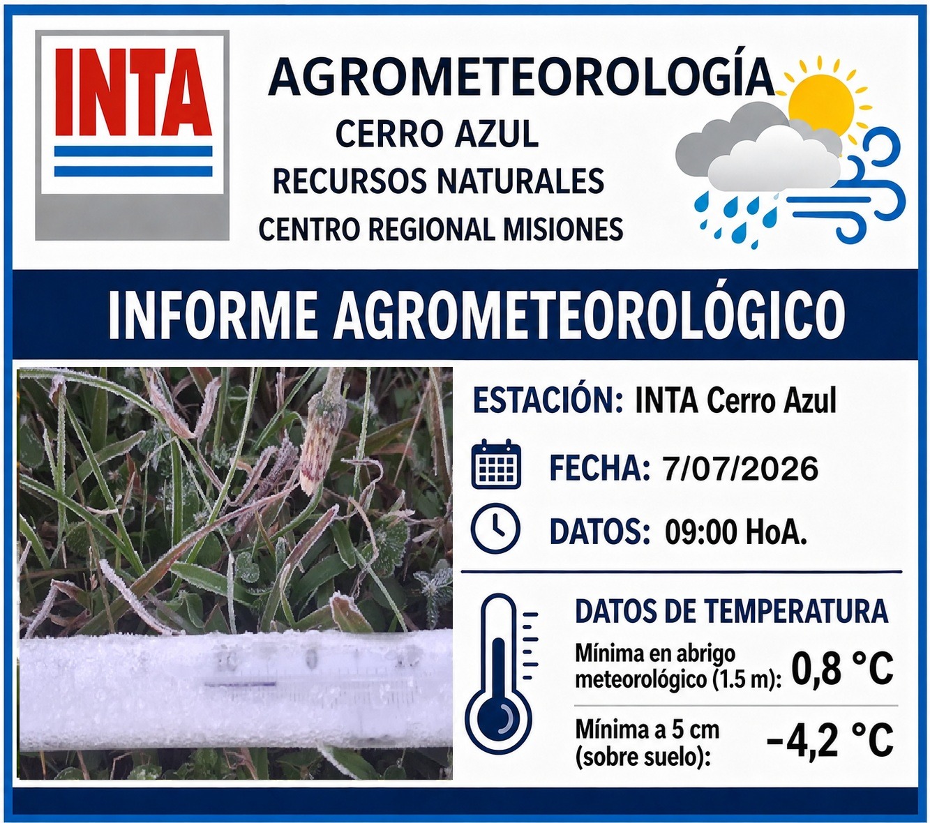 Frío extremo en Misiones: Cerro Azul registró el día más frío del año con -4,2 °C