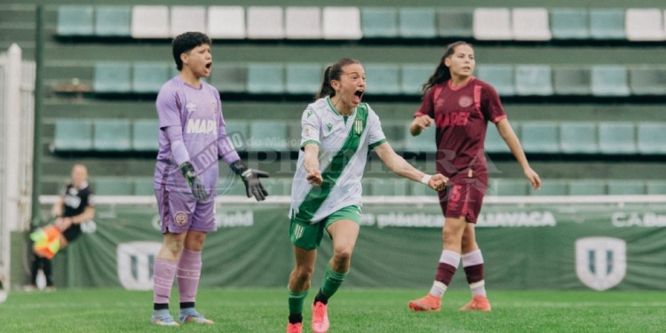 GRITO SAGRADO. Eliana festeja su gol en el clásico del sur frente al “Grana”./ Foto C. Reble