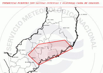 Rige un aviso a corto plazo por tormentas fuertes en 25 de Mayo, Cainguás, Guaraní y Oberá
