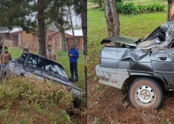 Susto en la ruta 103: despistó tras el cruce de otro automóvil