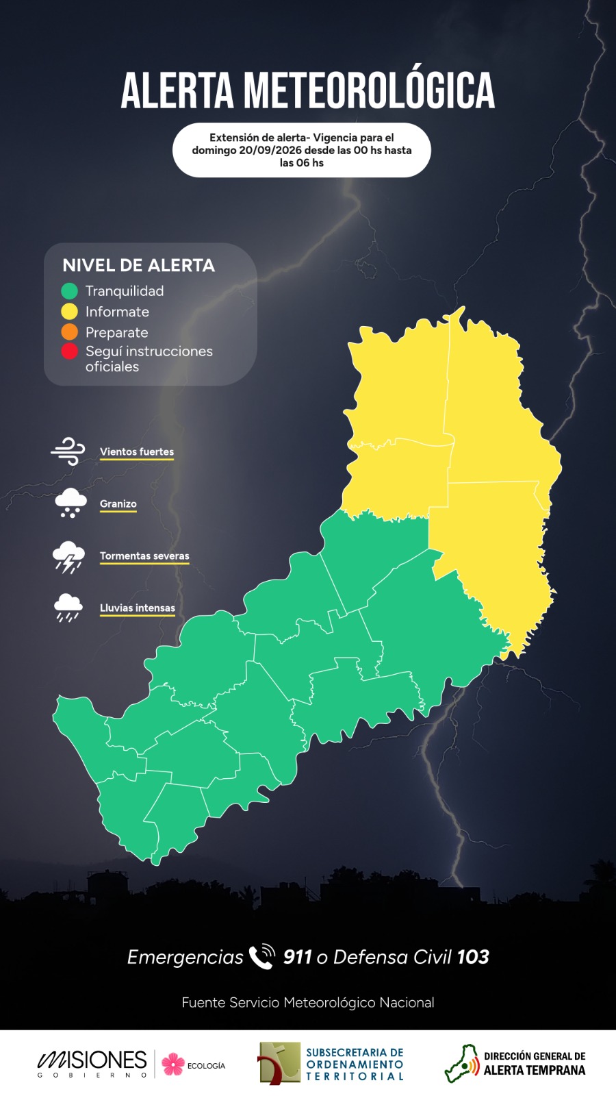 Alerta por tormentas en Misiones