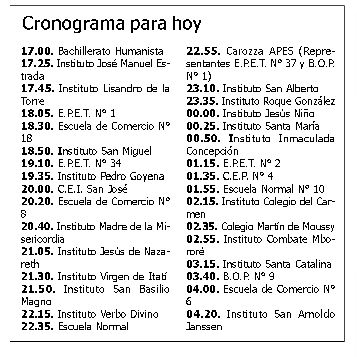 Cronograma Estudiantina