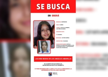 Oberá: buscan a Luciana de los Ángeles Amarilla