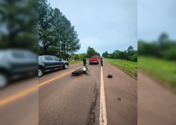 Motociclista terminó hospitalizado tras un choque sobre la ruta 12