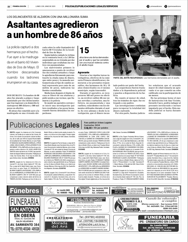 Condenado por asaltar a un jubilado en Dos de Mayo