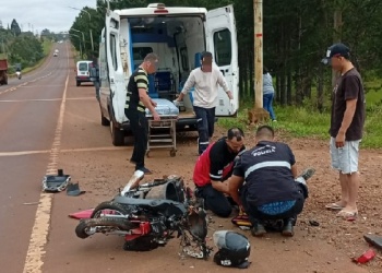 Oberá: siniestro vial sobre la ruta Nacional 14 tuvo como saldo un motociclista lesionado