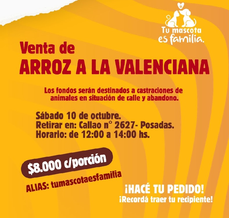 Venta solidaria de arroz a la valenciana de la Fundación Tu mascota es familia