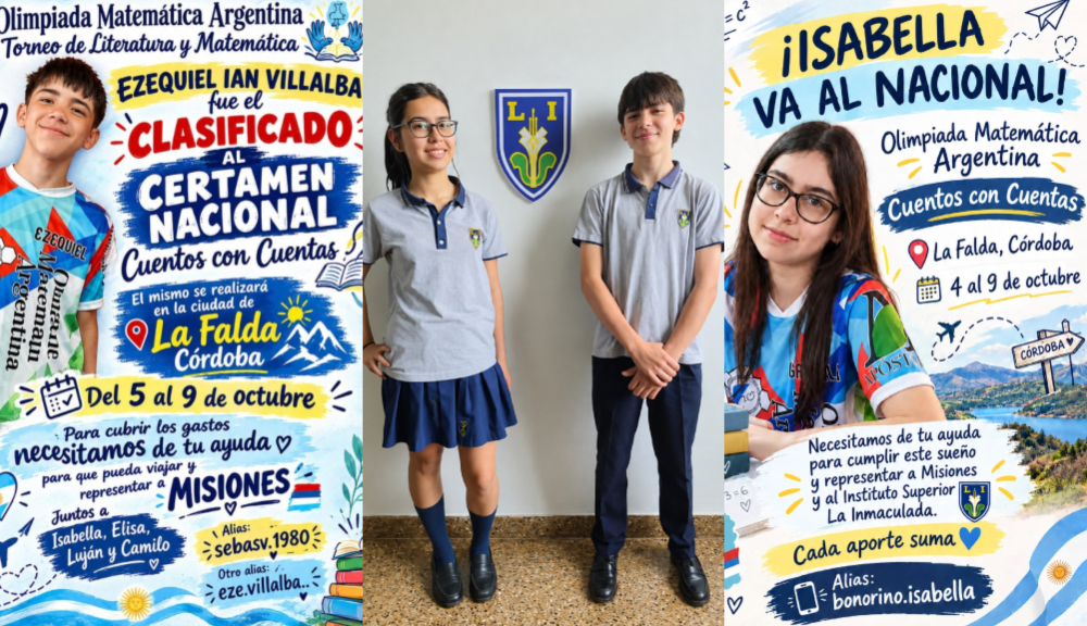Isabella y Ezequiel, estudiantes del Instituto Inmaculada de Apóstoles