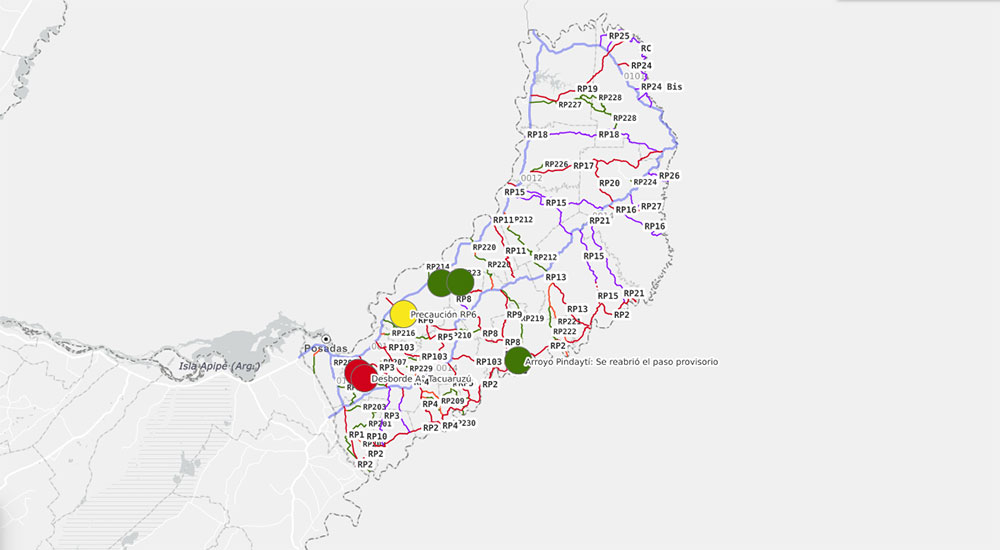 Pasos habilitados sobre los arroyos Tabay y Pindaytí